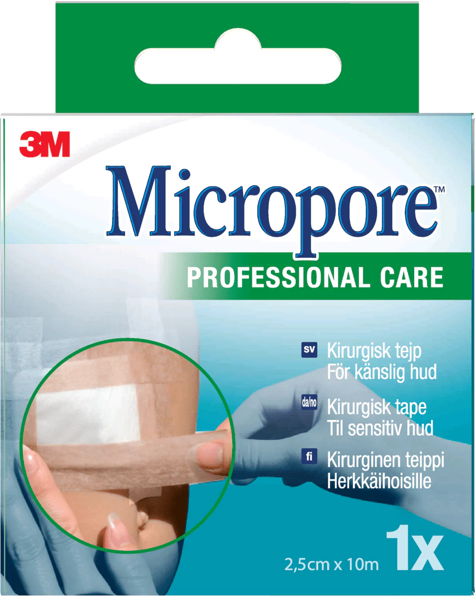 Micropore Kuituteippi, Ruskea, 2,5 cm x 10 m, 24 rullaa