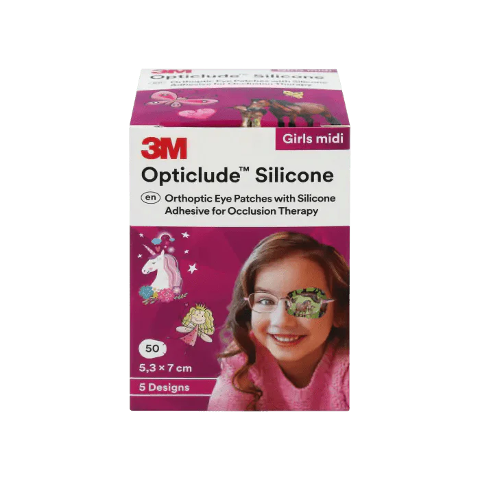 Opticlude™ Silicone Maxi, yli 6 vuotiaille, 50 kpl lajitelma tytöille