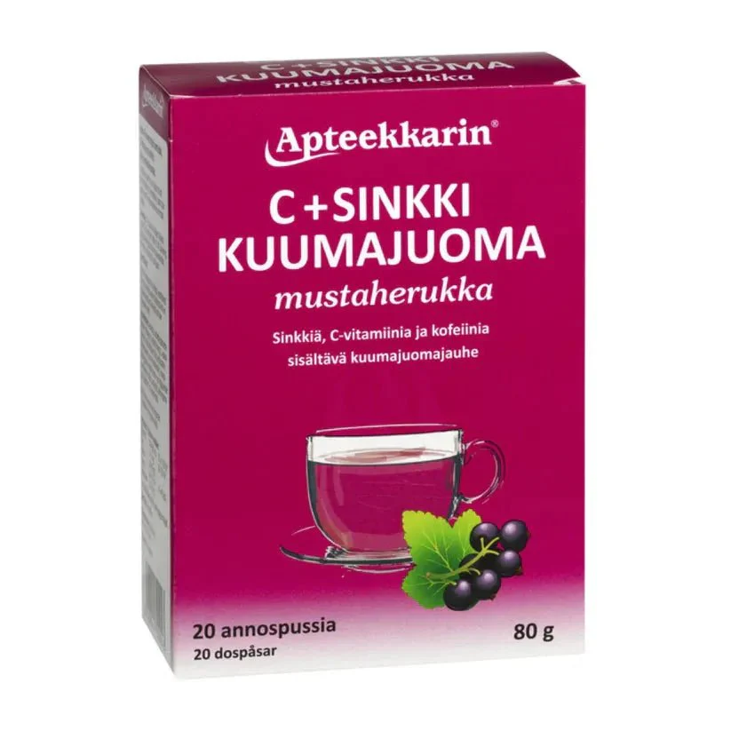 Apteekkarin C+ Sinkki Kuumajuoma Annospussi, 20 pussia