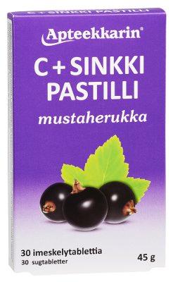 Apteekkarin C+ Sinkki Pastilli Mustaherukka