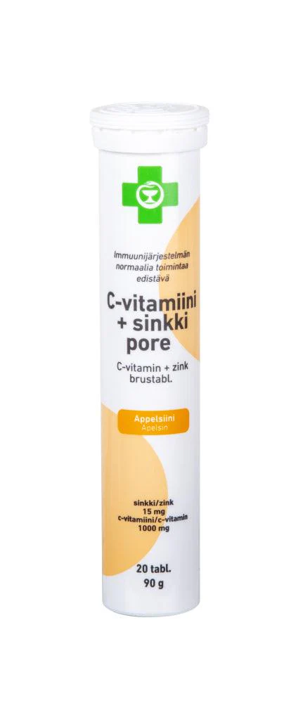 Apteekki C-Vitamiini + Sinkki Poretabletti, Appelsiini