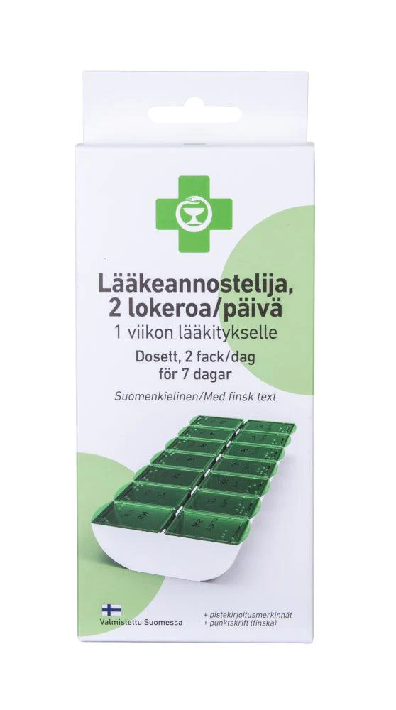 Apteekki Lääkeannostelija 2 Lokeroa/Päivä 1 Viikon Lääkitykselle - Image 2