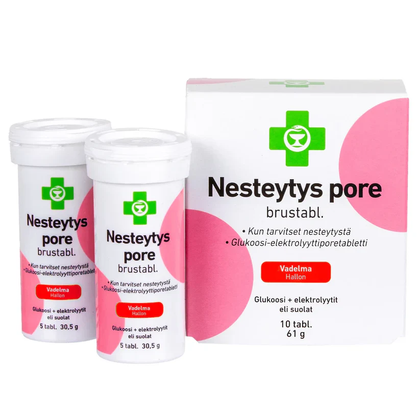APTEEKKI Nesteytys poretabletti vadelmanmakuinen 10 kpl