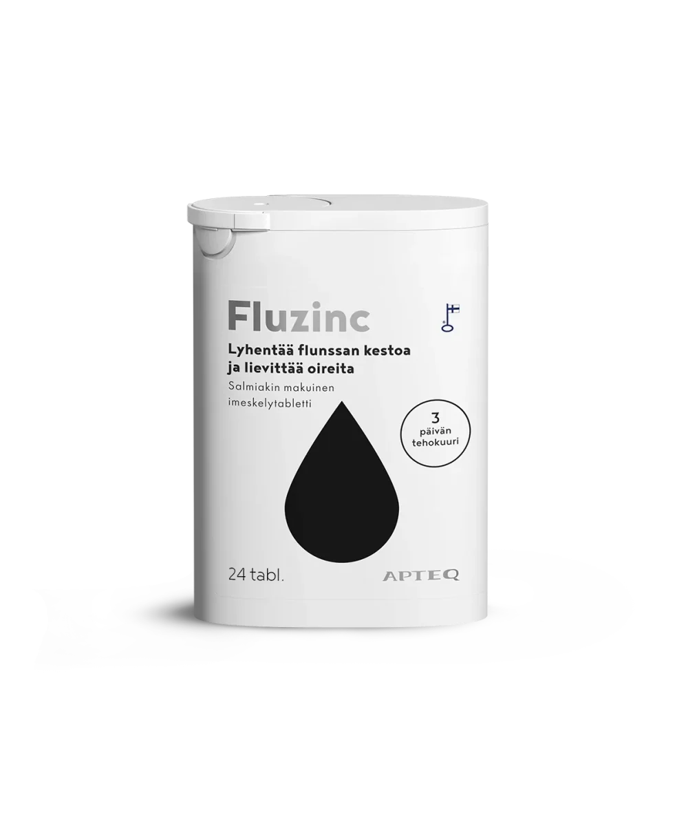 Apteq Fluzinc Salmiakki, Imeskelytabletti