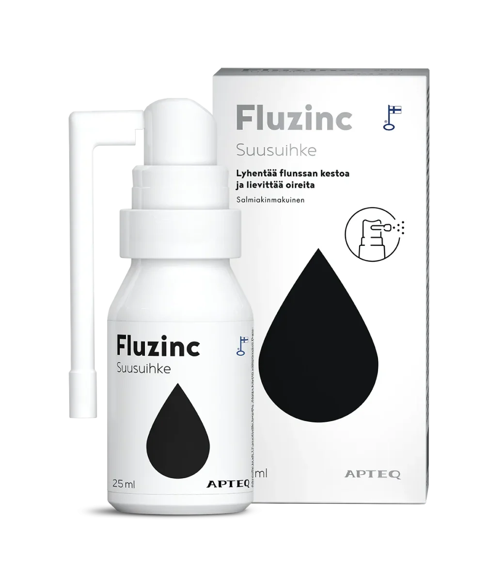 Apteq Fluzinc Suusuihke Salmiakki, 25 ml