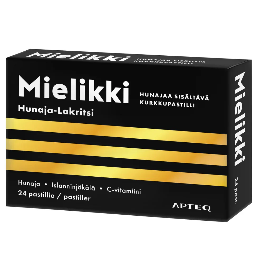 Apteq Mielikki Kurkkupastilli Hunaja-Lakritsi 24 tabl