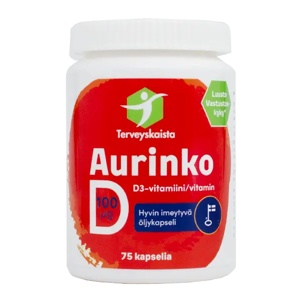 Terveyskaista Aurinko D 100 mikrog 75 kaps