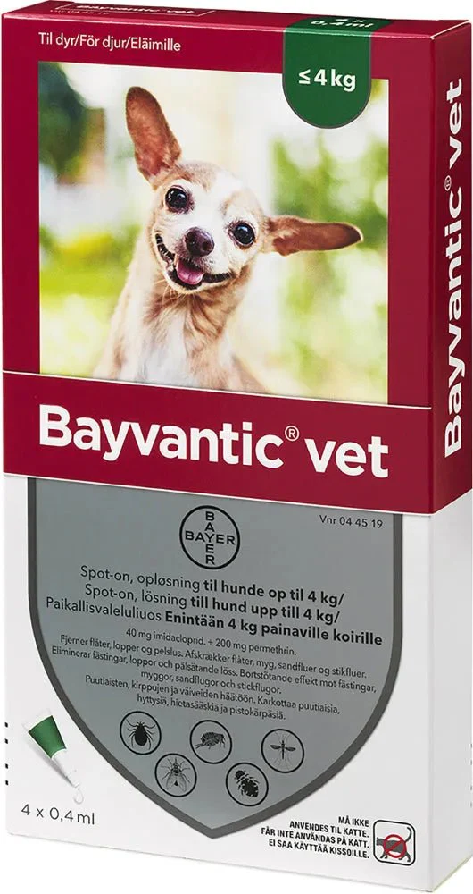 Bayvantic Vet Enintään 4 kg Painaville Koirille 40 mg/200 mg Paikallisvaleluliuos - Image 2