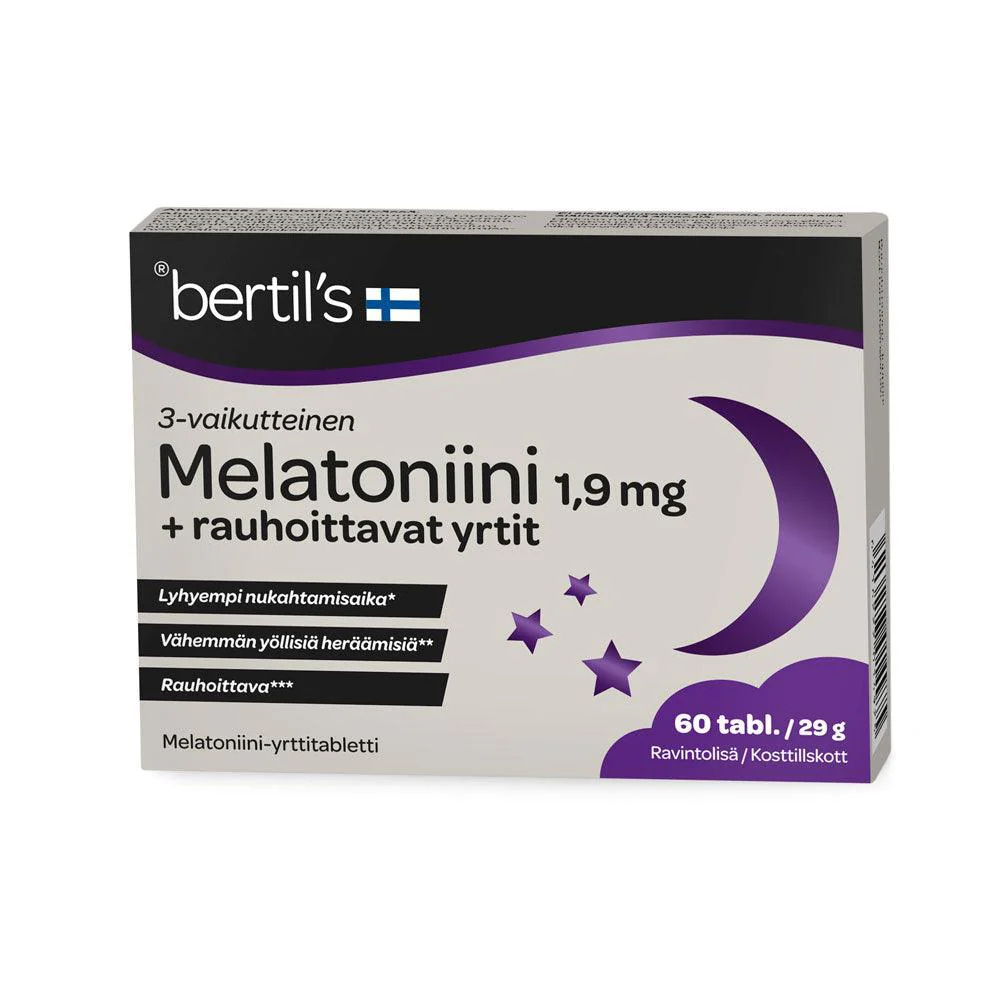 Bertils Melatoniini 1,9 mg + Rauhoittavat Yrtit