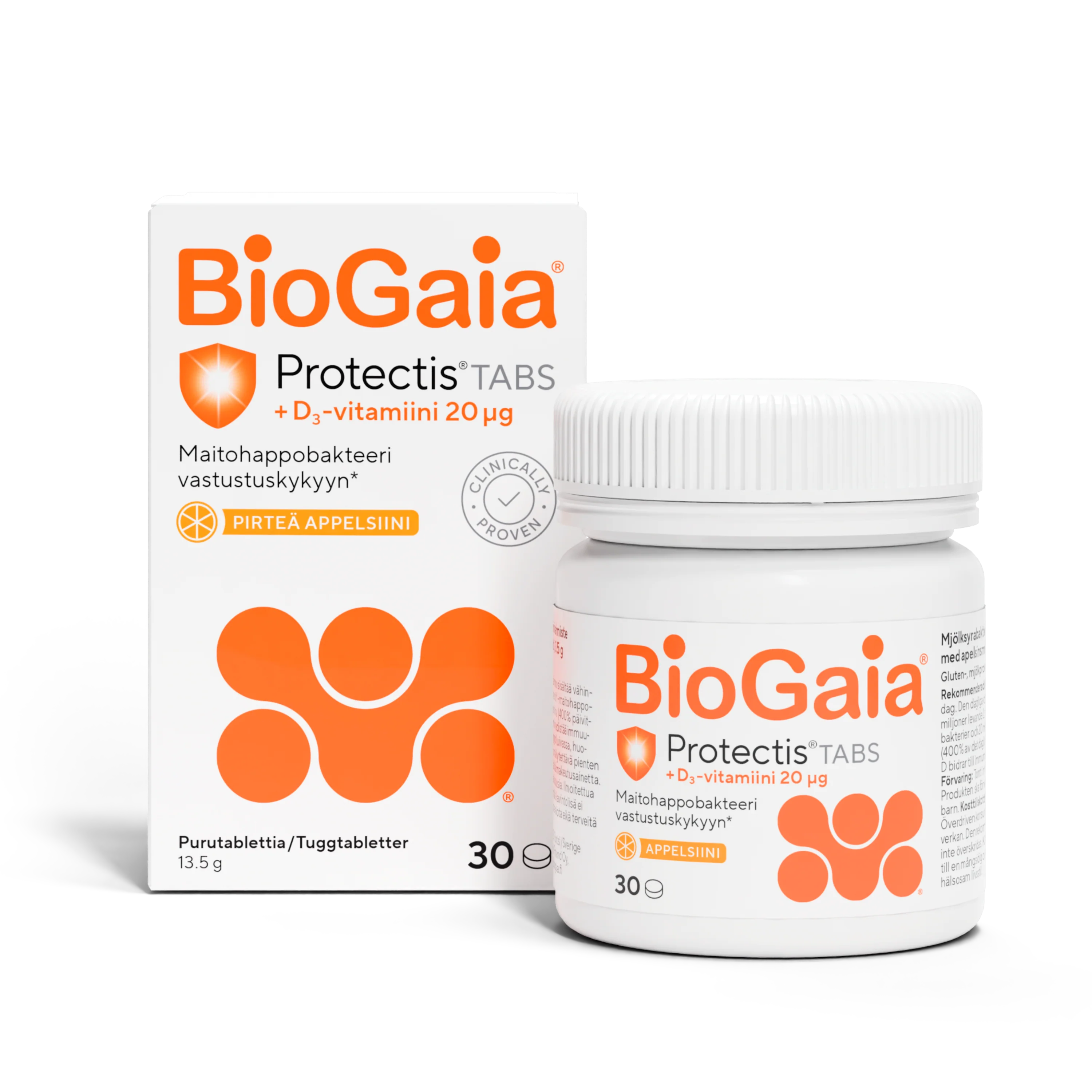 Biogaia Tabs+D3 Appelsiini maitohappobakteeri