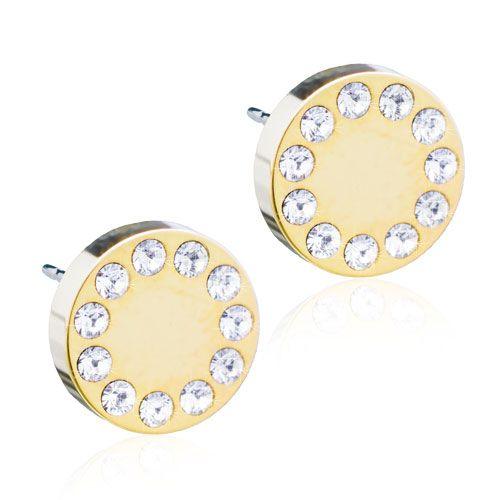 Blomdahl Golden Titanium Brilliance Puck 8mm Crystal - Korvakoru