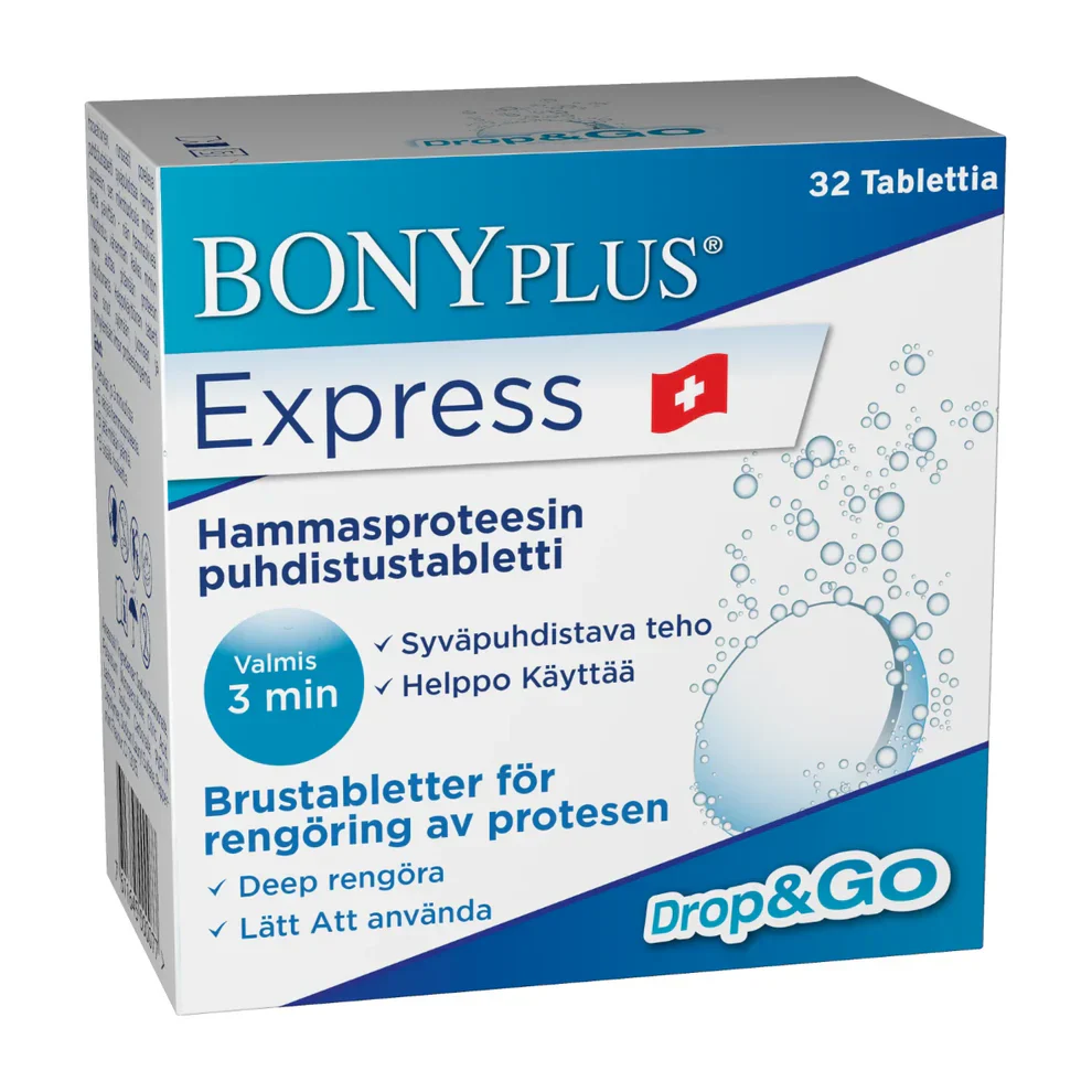 BONYPLUS Express hammasproteesin puhdistustabletti 32 kpl