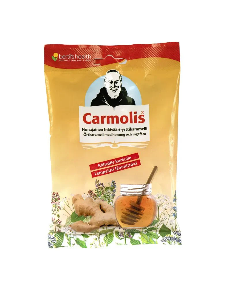 Carmolis Inkivääri-Hunaja Kurkkukaramelli