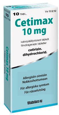 Cetimax 10 mg Tabl, Kalvopääll