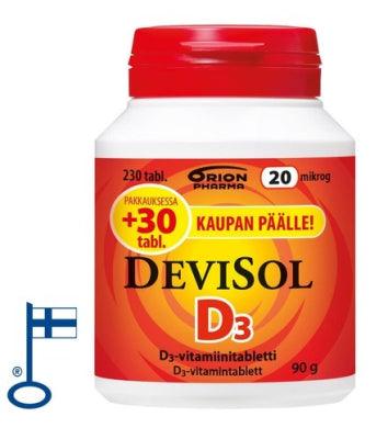 DeviSol 20 mcg - D-vitamiini - 230 tabl