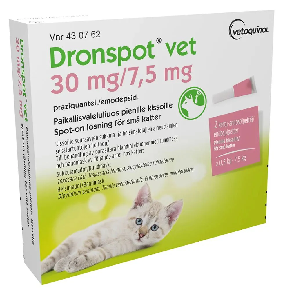Dronspot Vet 7,5 mg/30 mg Paikallisvaleluliuos Pienille Kissoille - Image 2