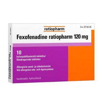 Fexofenadine Ratiopharm 120 mg Tabletti, Kalvopäällysteinen