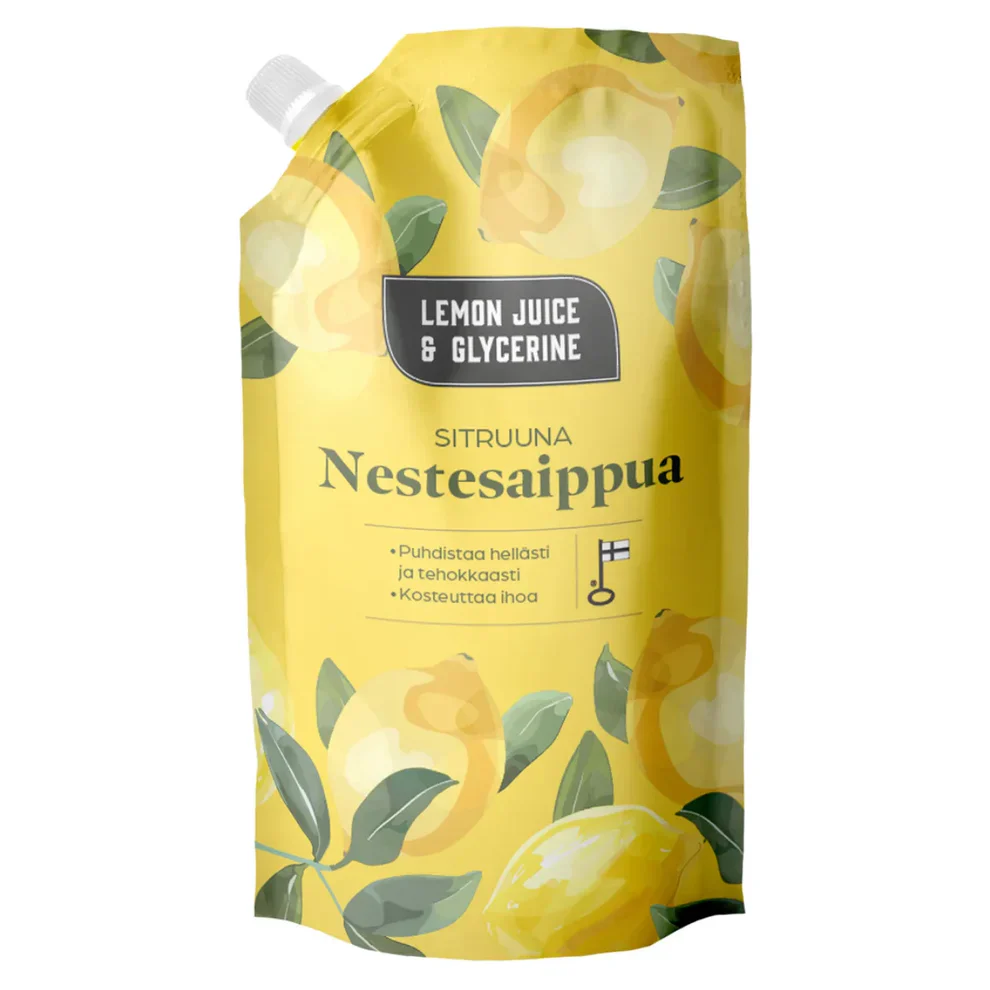 Lemon Juice and Glycerine Nestesaippua sitruuna täyttöpussi 550 ml