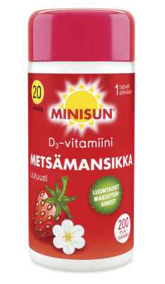 Minisun D-vitamiini 20 mcg - Metsämansikka