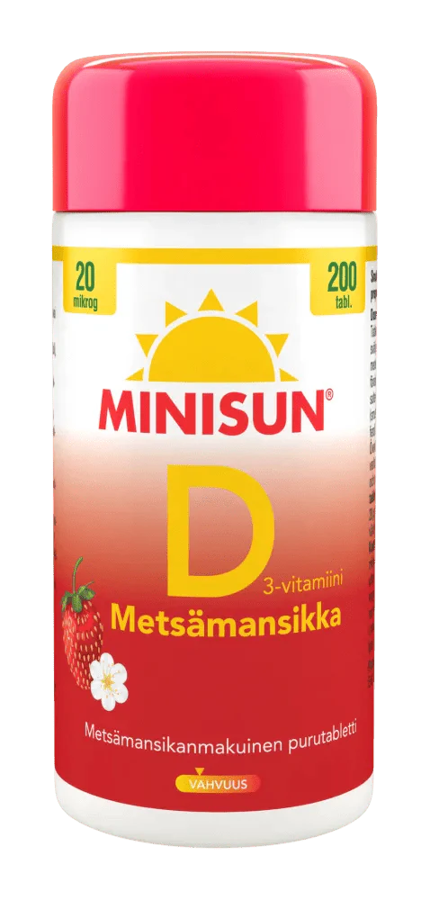 Minisun D-vitamiini 20 mcg - Metsämansikka - Image 2