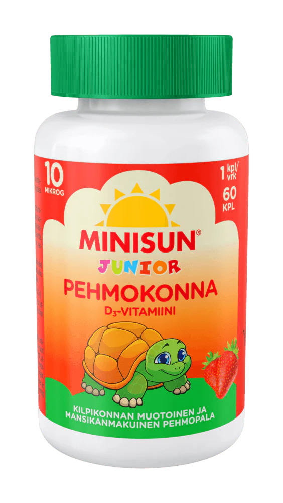 Minisun D-Vitamiini lapselle Pehmokonna Mansikka 10 mcg