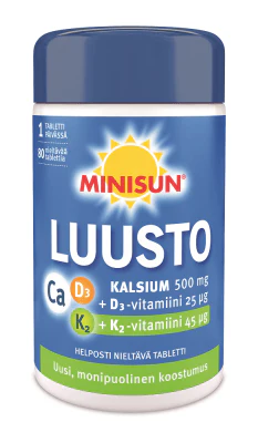 Minisun Kalsium+D-vitamiini+K2-vitamiini