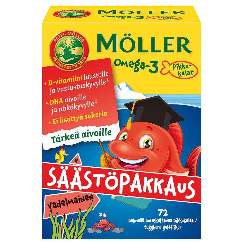Möller Omega-3 Pikkukalat Vadelmainen 72kpl