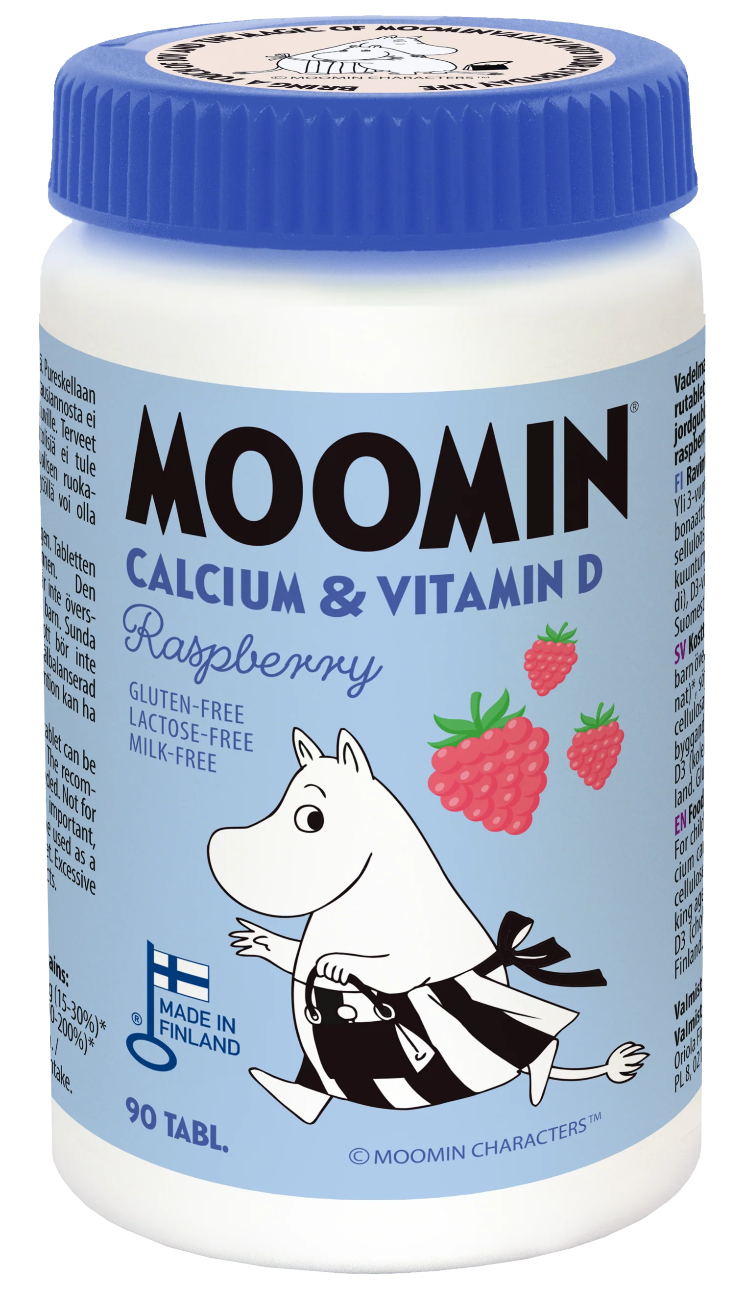 Moomin Calcium & D-vitamiini raspberry 90 tabl