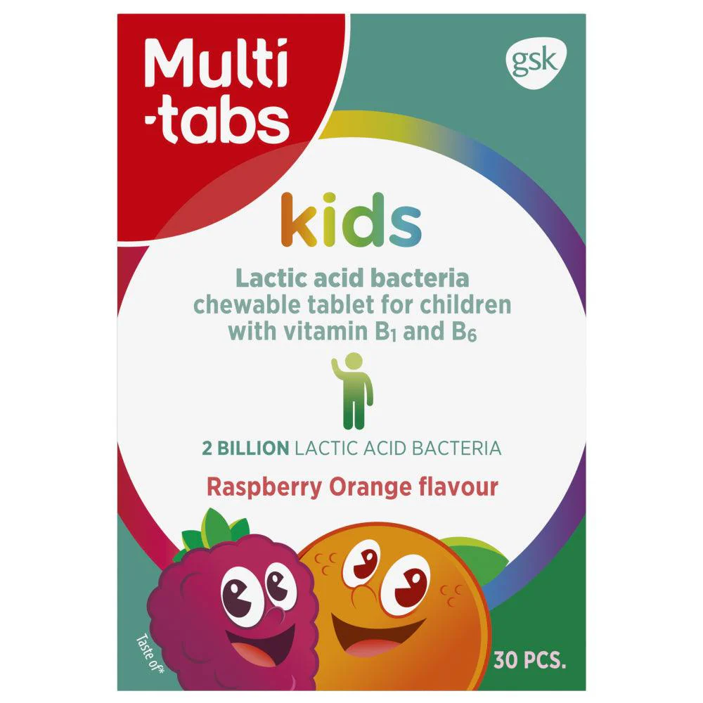 Multi-Tabs Kids Maitohappobakt. + B1- Ja B6-Vitamiini