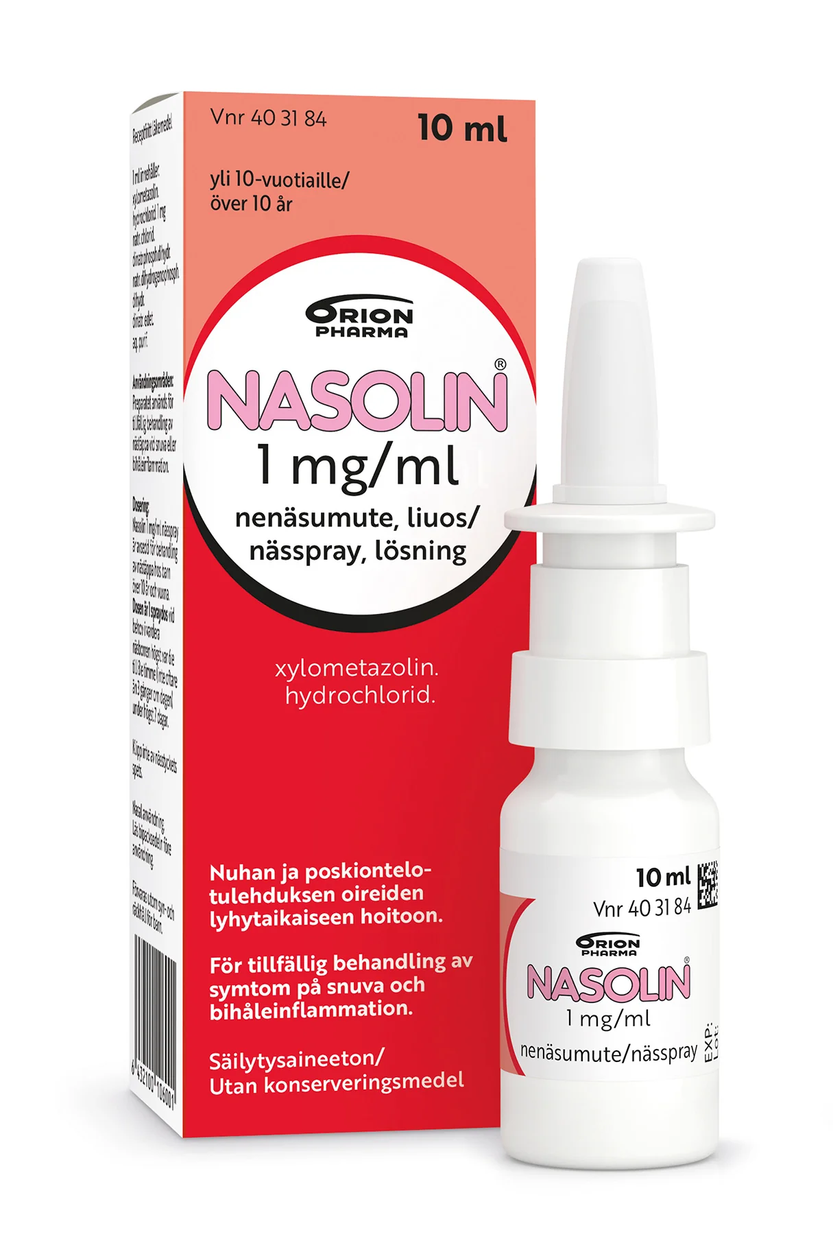 NASOLIN 1 MG/ML nenäsumute, liuos 10 ml