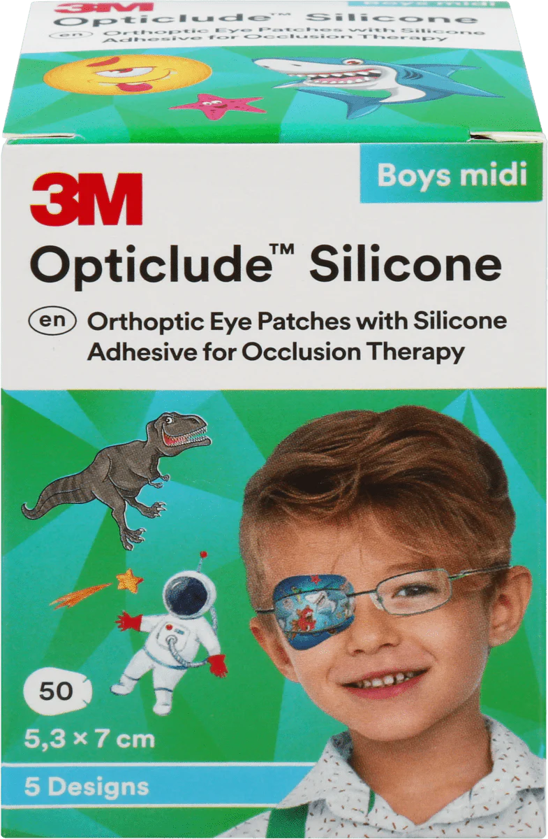 Opticlude Silicone Midi, 3-6 vuotiaille, 50 kpl lajitelma pojille