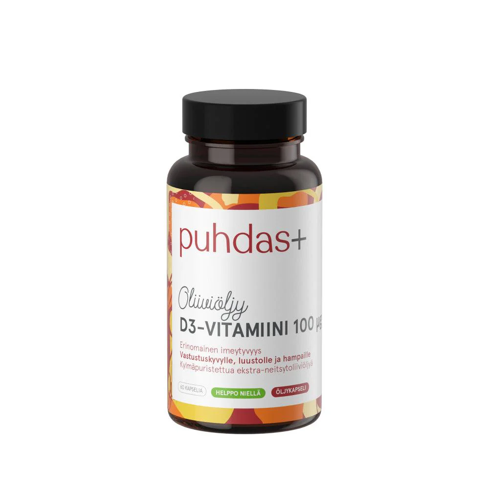 Puhdas+ D3-Vitamiini Oliiviöljyssä 100 ug