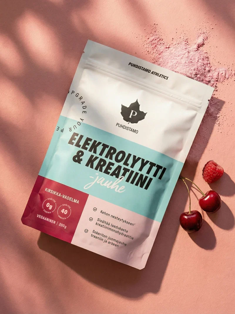 Puhdistamo Elektrolyytti & Kreatiini Kirsikka-Vadelma 200 g - Image 2