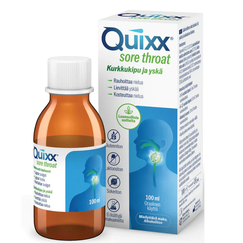 Quixx Sore Throat 100 ml (siirappi yskään & kurkkukipuun)