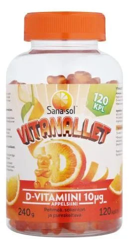 Sana-Sol Vitanallet D-Vitamiini 10 mikrog Appelsiini