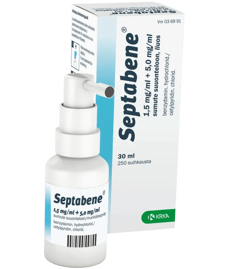 Septabene 1,5 mg/ml/5 mg/ml sumute suuonteloon, liuos suihkepullo