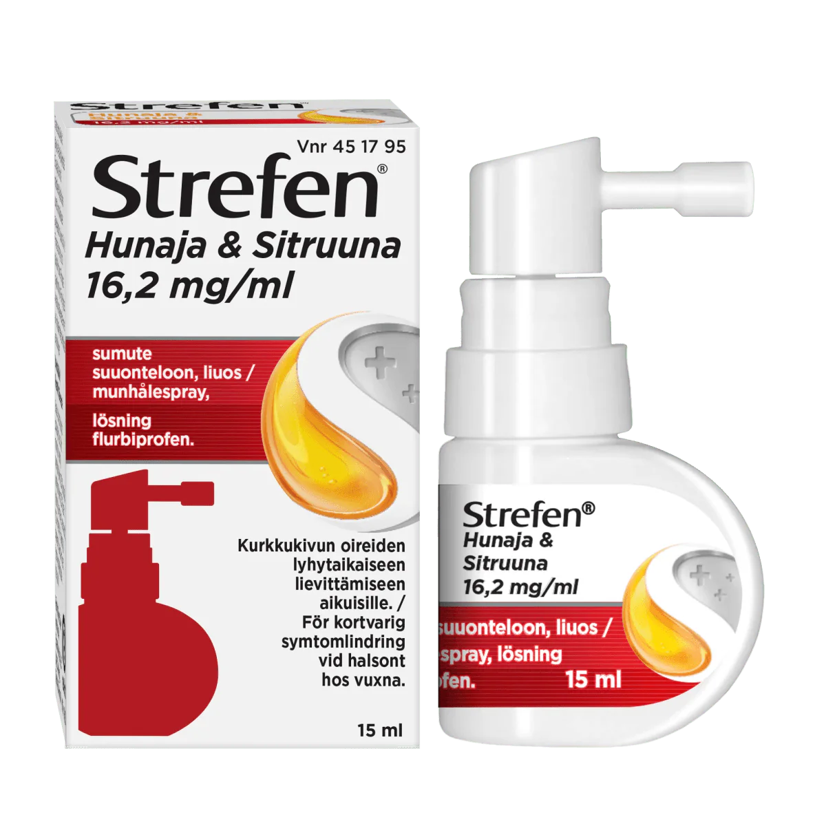 Strefen Hunaja & Sitruuna 16,2 mg/ml Sumute Suuonteloon, Liuos