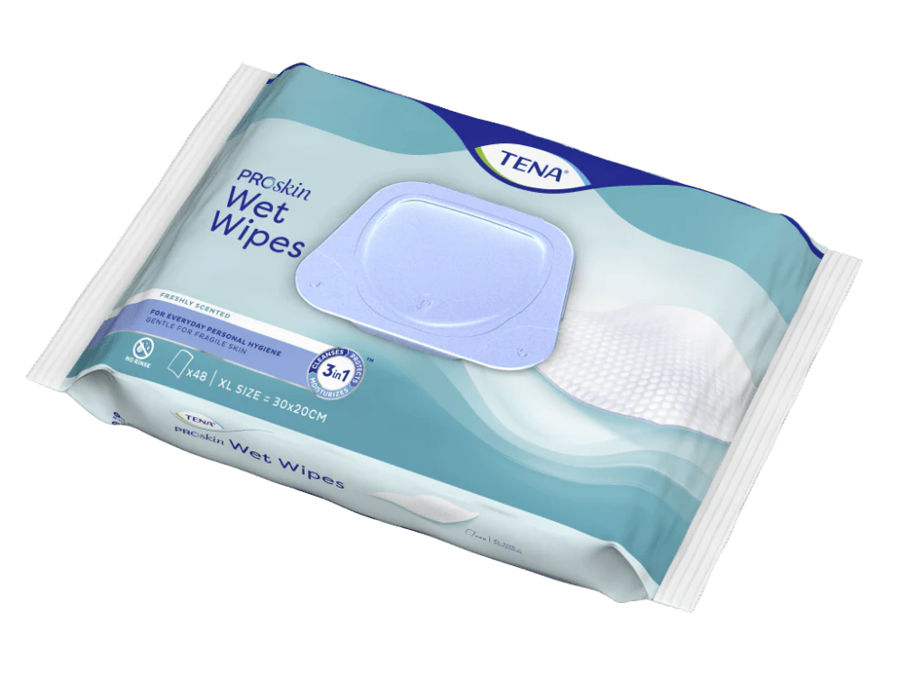 Tena Proskin Wet Wipes, Suuret kosteuspyyhkeet, 48 kpl