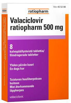Valaciclovir Ratiopharm 500 mg Tabletti, Kalvopäällysteinen