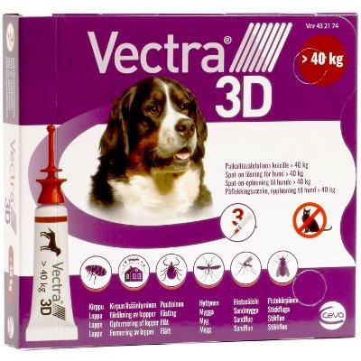 Vectra 3D 38,7 mg/436 mg/3175 mg Paikallisvaleluliuos Koirille Yli 40 kg