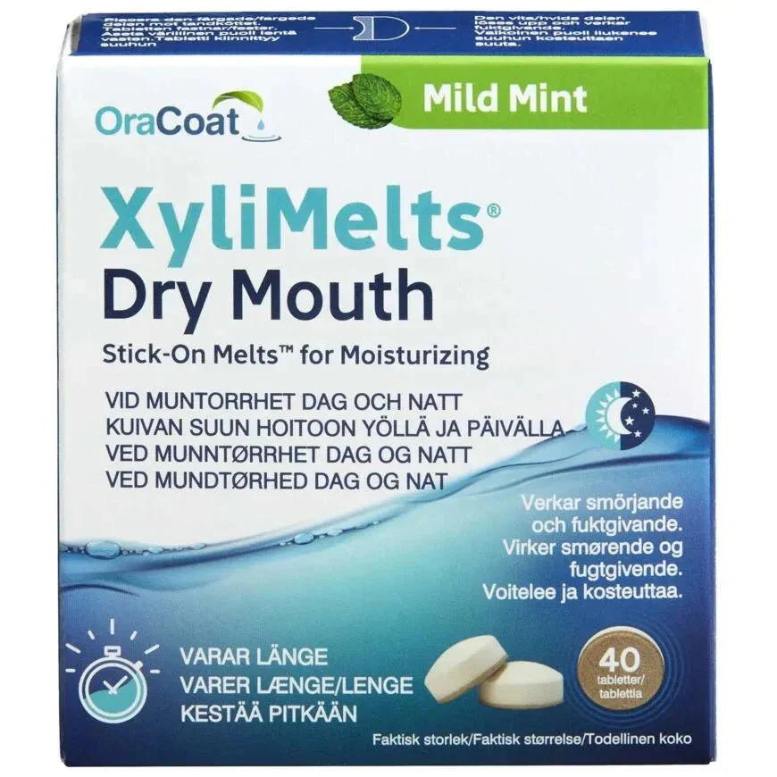 Xylimelts Dry Mouth Mild Mint - kuivan suun kosteuttamiseen